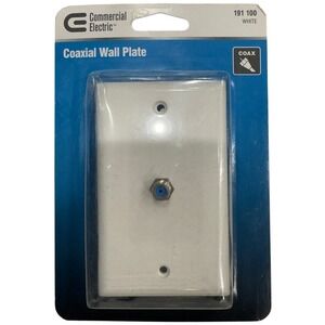 Commercial Electric Coaxial Wall Plate White 1-Gang 2.4 GHz 191 100 Coax Jack